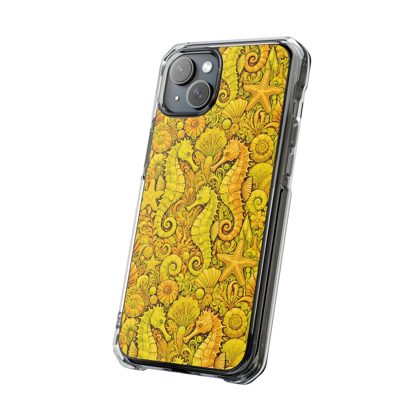Seahorses/Yellow Magnetic Clear Phone Case, Many Models