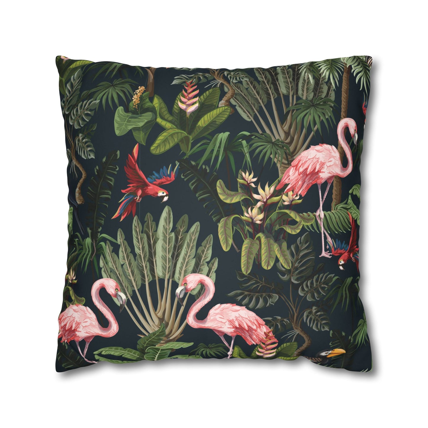 Faux Suede Square Pillowcase - Midnight Rainforest Party