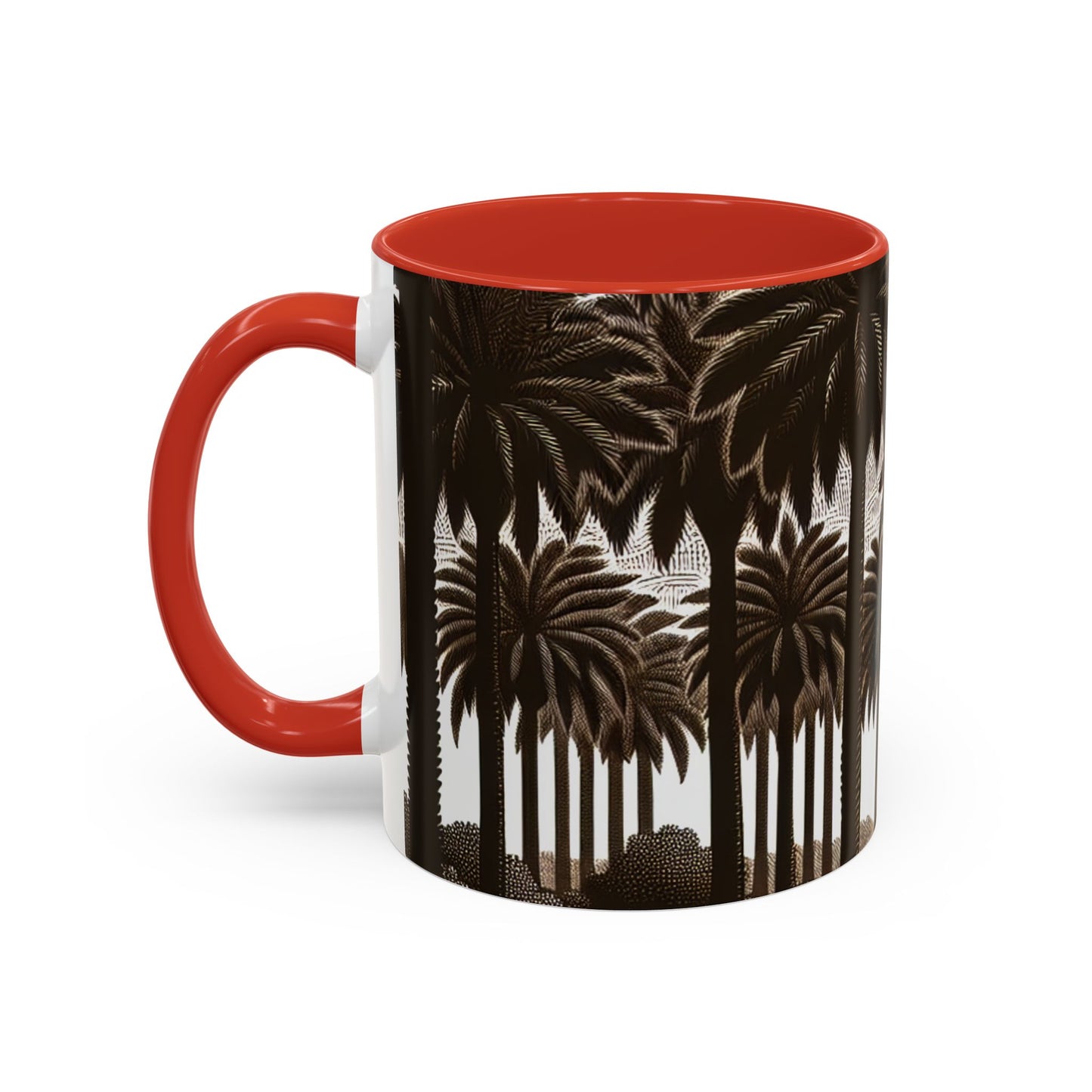 Accent Coffee Mug (11, 15oz) - Woodcut Palm Grove