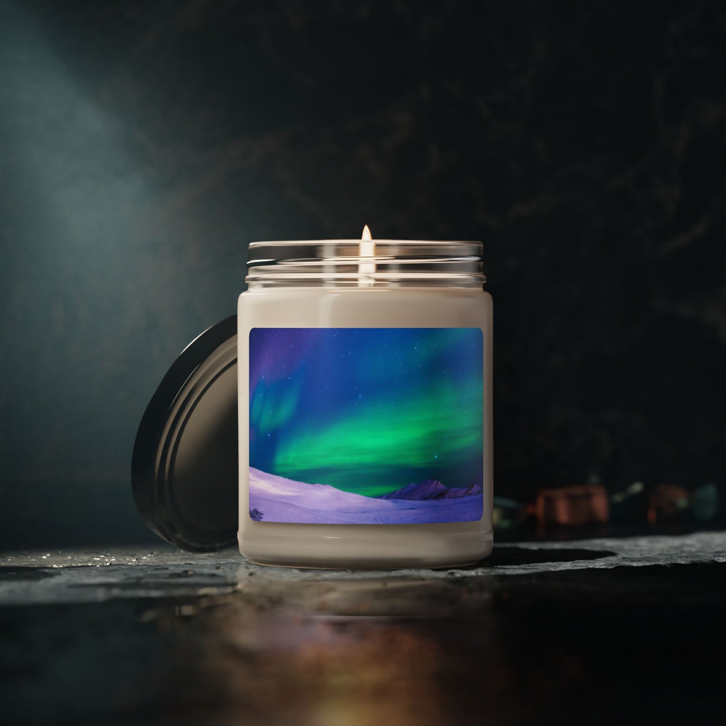 Scented Soy Candle, 9oz, Cold Ocean Lights, peacock