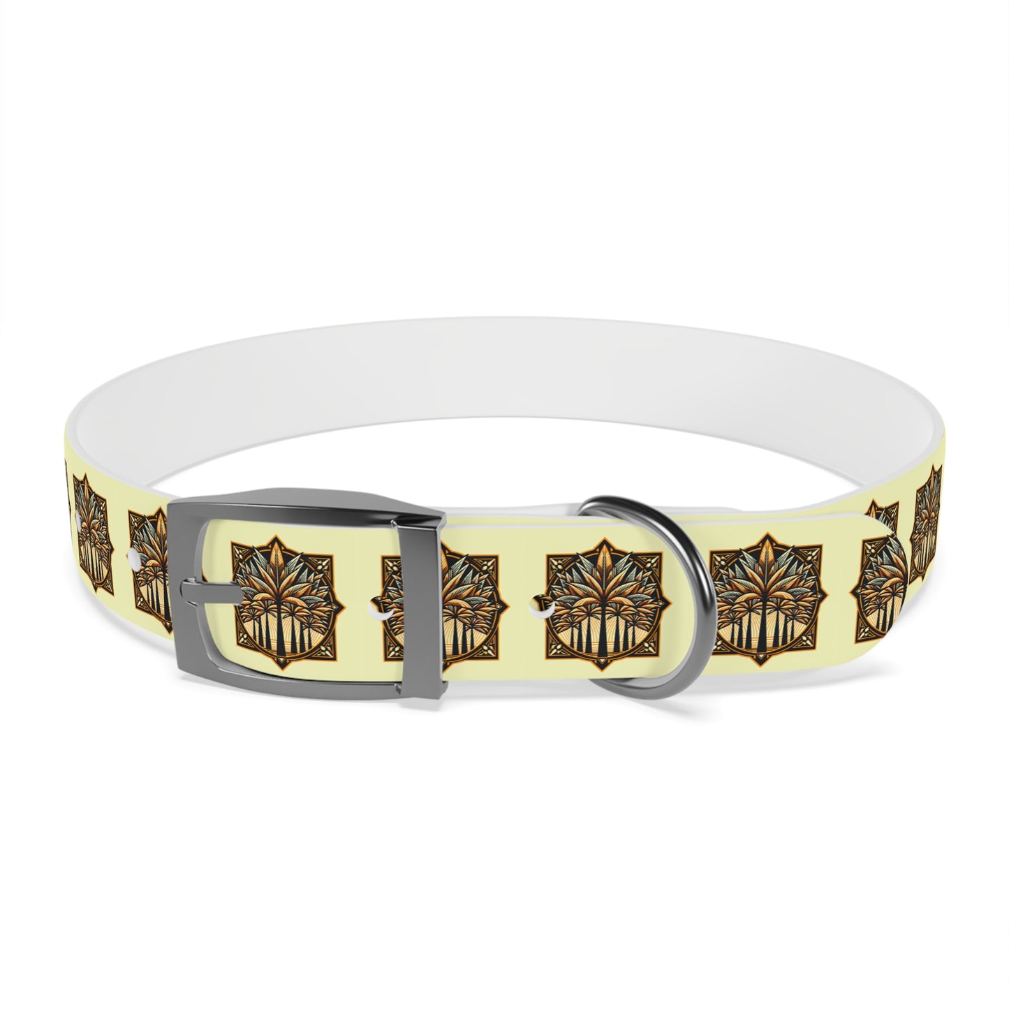 Dog Collar - Deco Palm Trees, Buttercream