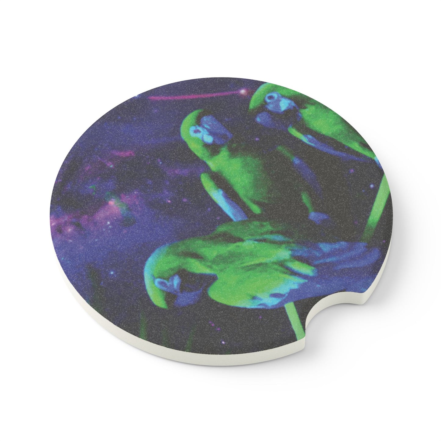 Soapstone Car Coaster - Neon Parrots