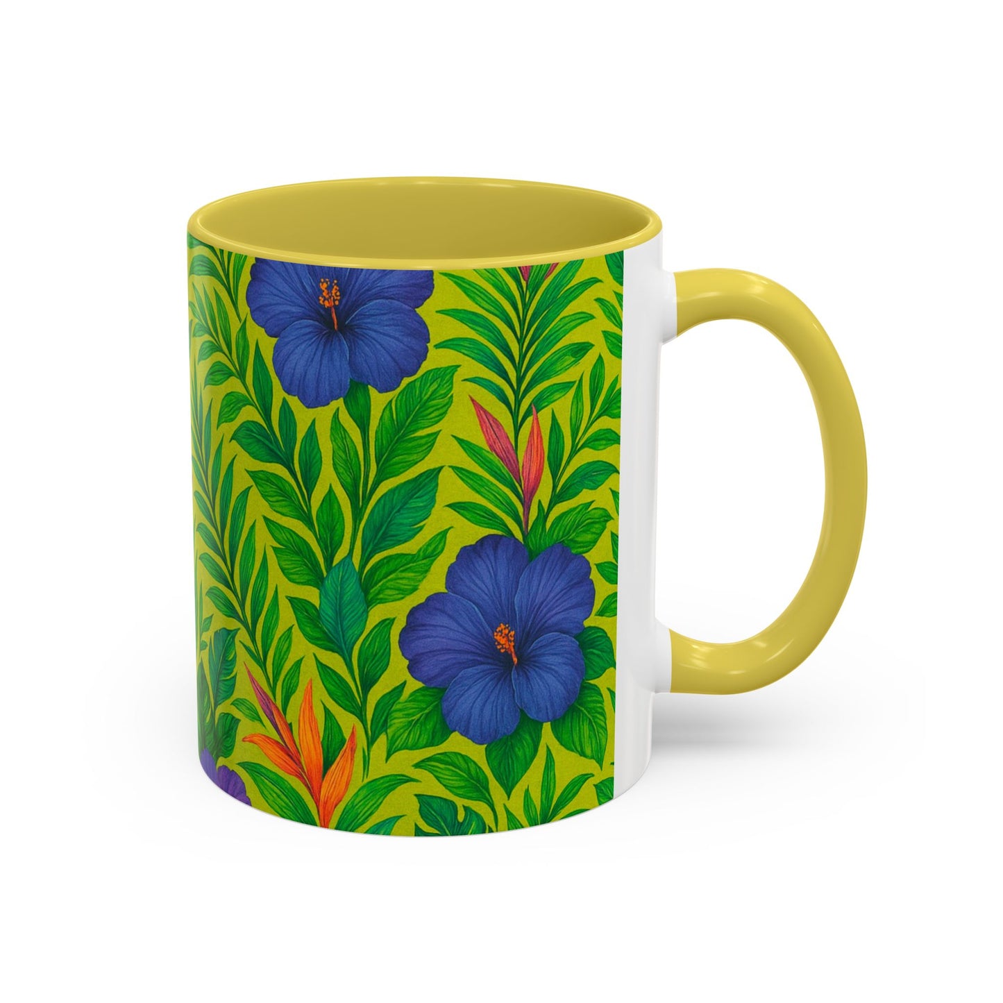 Vibrant Floral Coffee Mug - 11oz & 15oz / Midnight Flower Lime