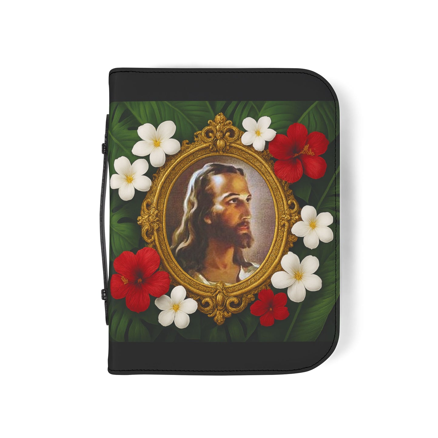 Tropical Jesus Bible Cover, Black / Floral Bible Cover Protector, Church Accessories