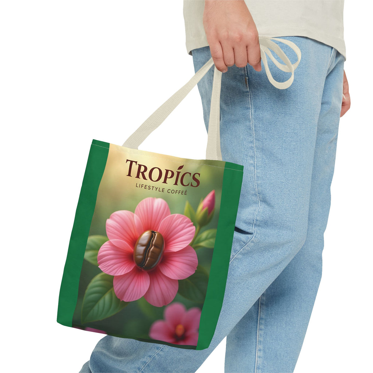 Pink Flower/Green TLCoffee Tote Bag - 3 Sizes