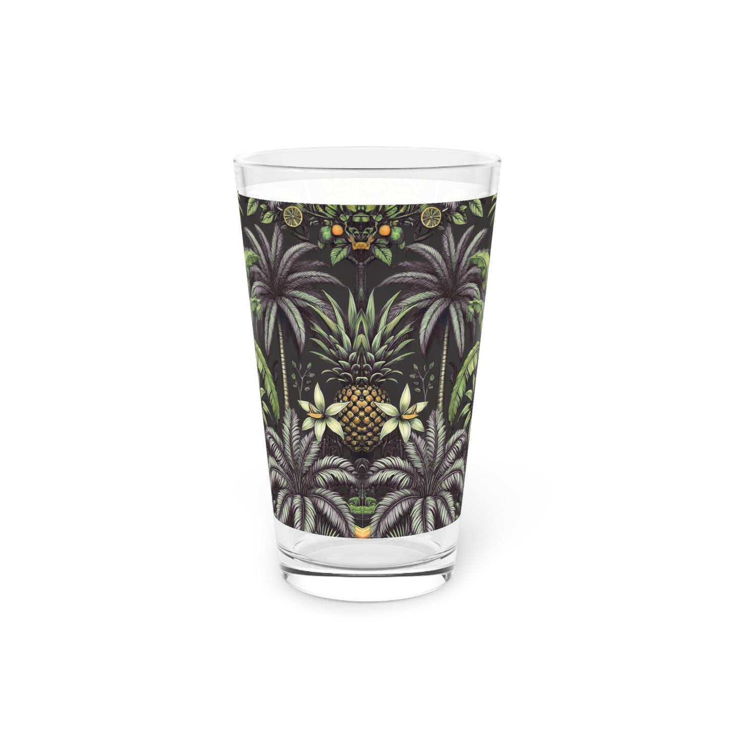 Pint Glass, 16oz - Tropical Fruit, Black