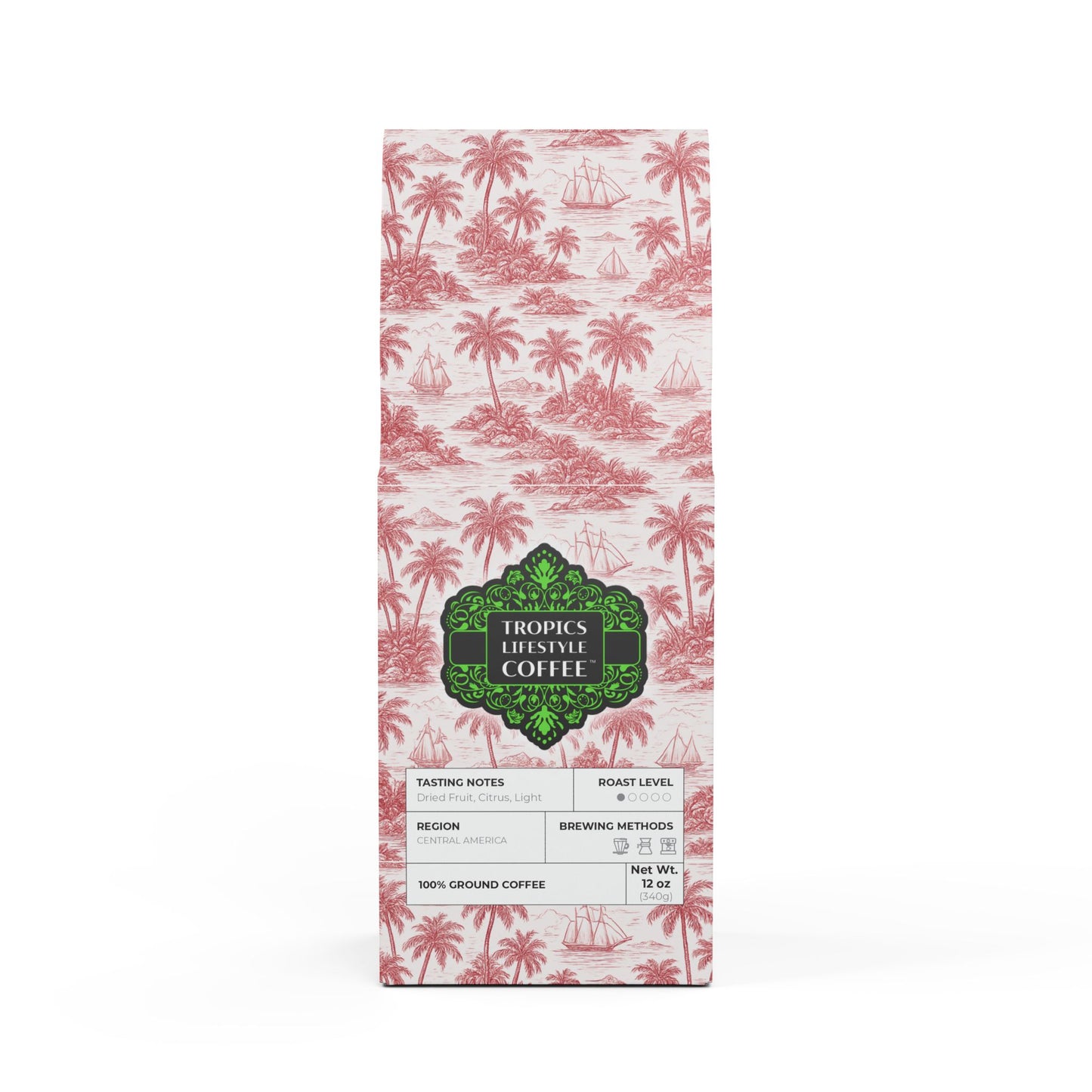 Beach Sunrise Blend™ (Light Roast) Specialty Grade Craft Coffee / Faraway Toile, Red