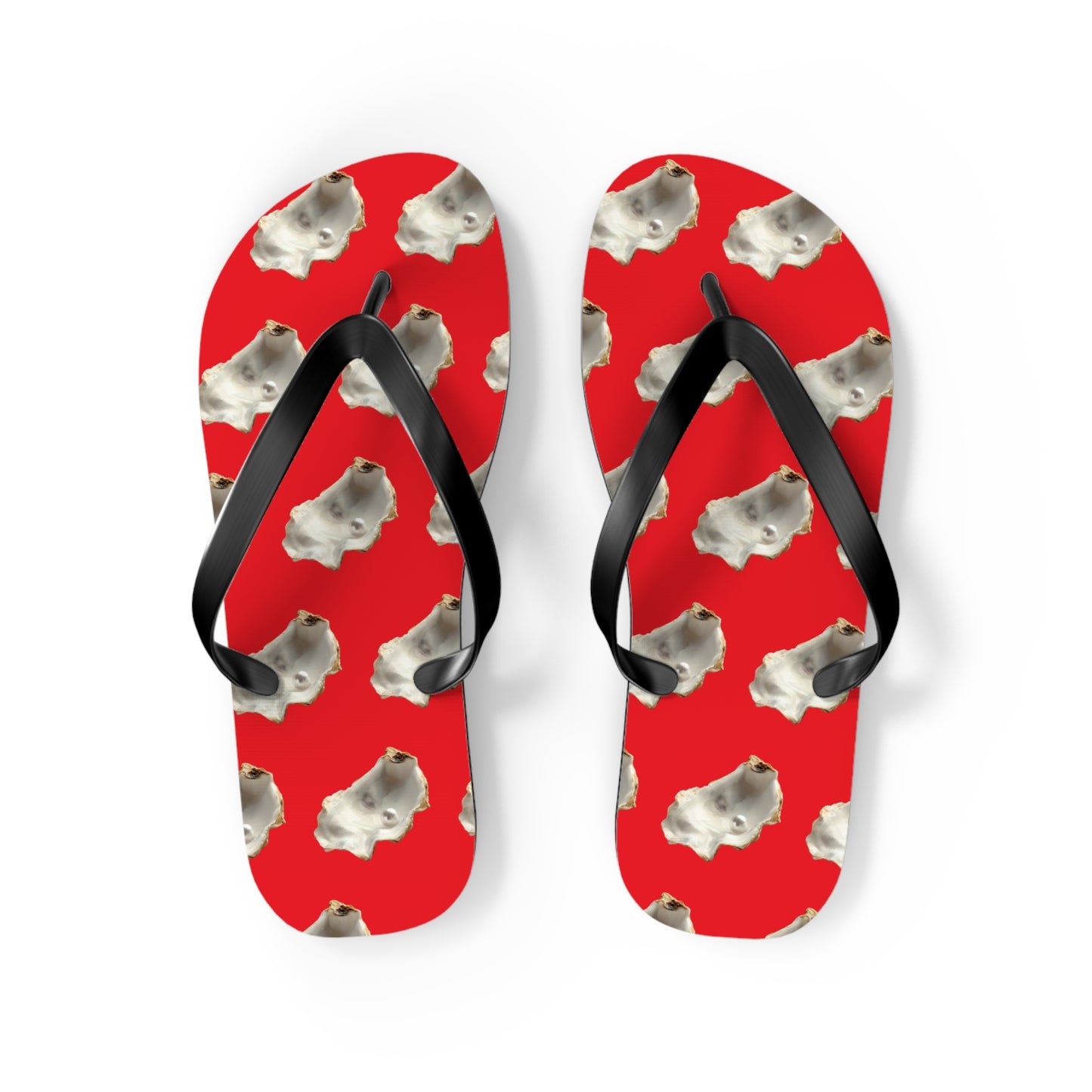 Flip Flops - White Pearl Oyster, red