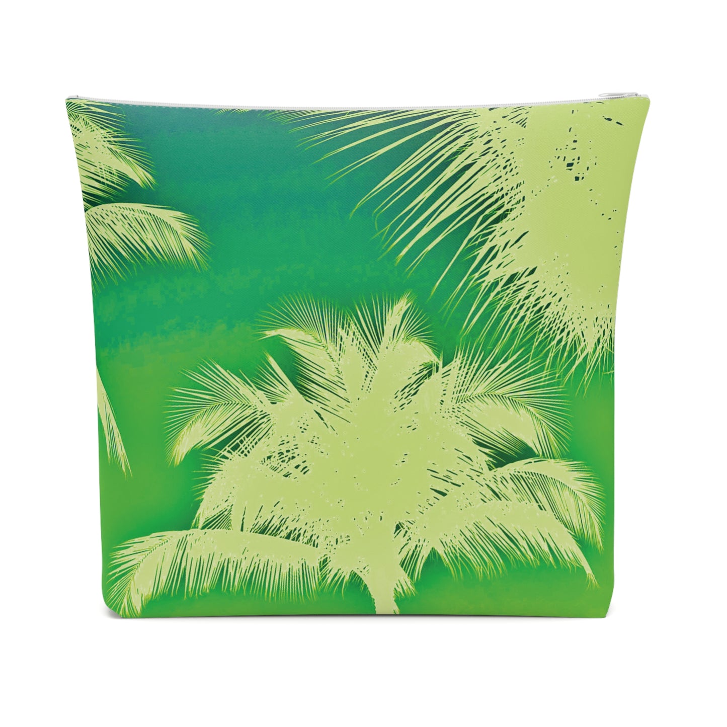 Tropical Cotton Cosmetic Bag, Makeup Pouch, 5 Sizes / Palm Glow, Green