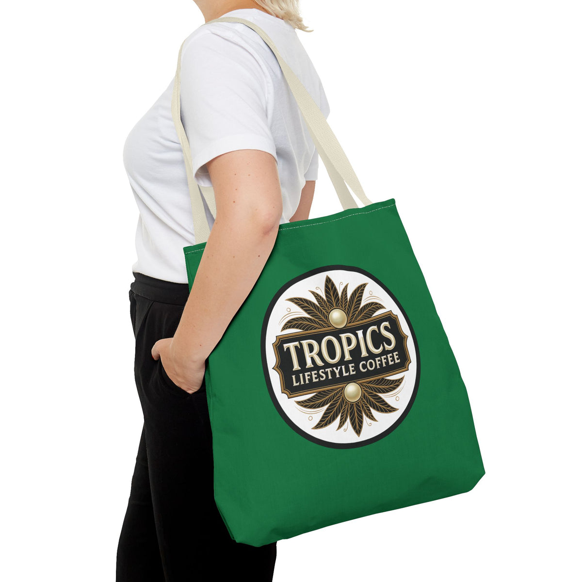 Tropics Lifestyle Coffee Tote Bag - 3 Sizes / Dark Green