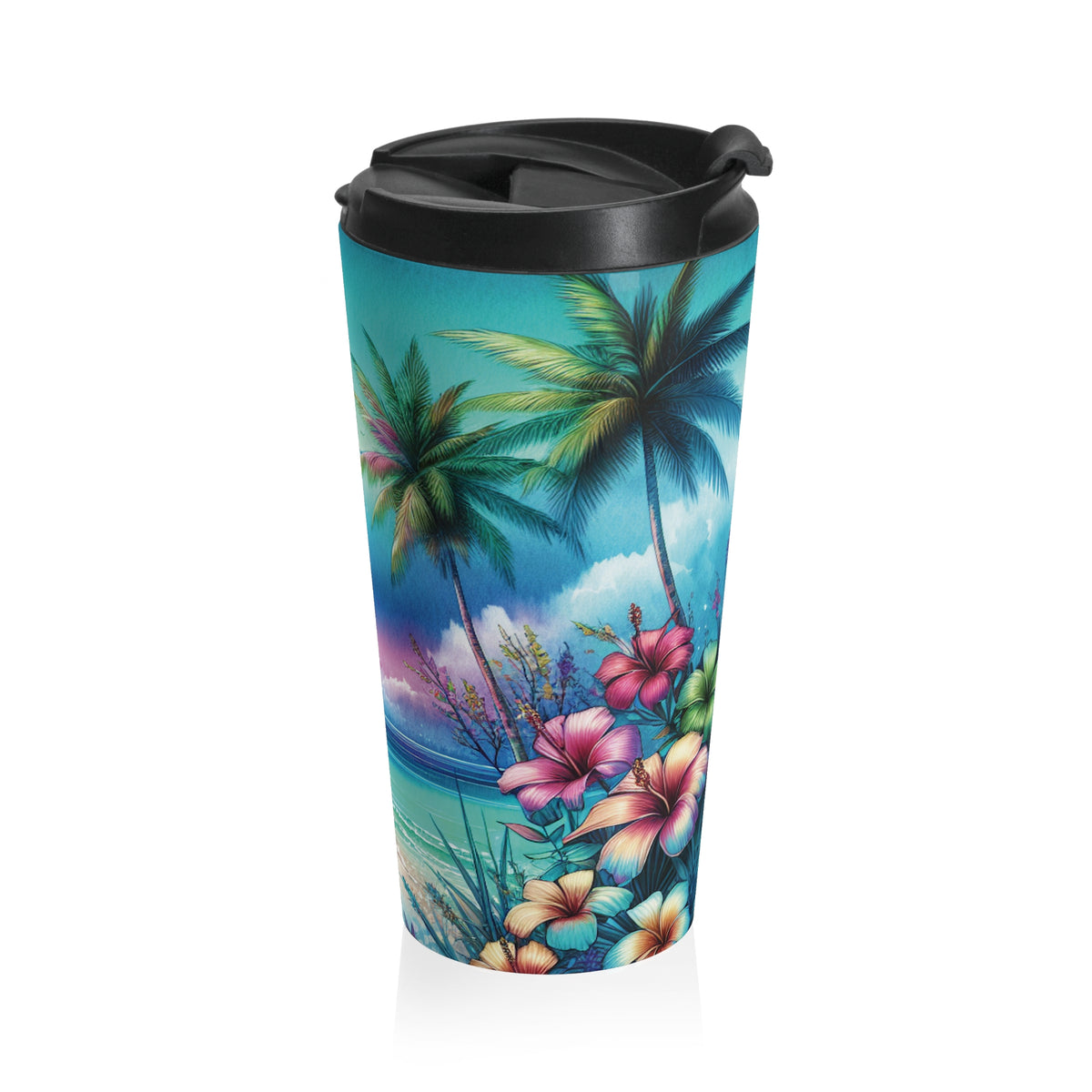 15 oz. Stainless Steel Travel Mug / Morning Beach Vibes