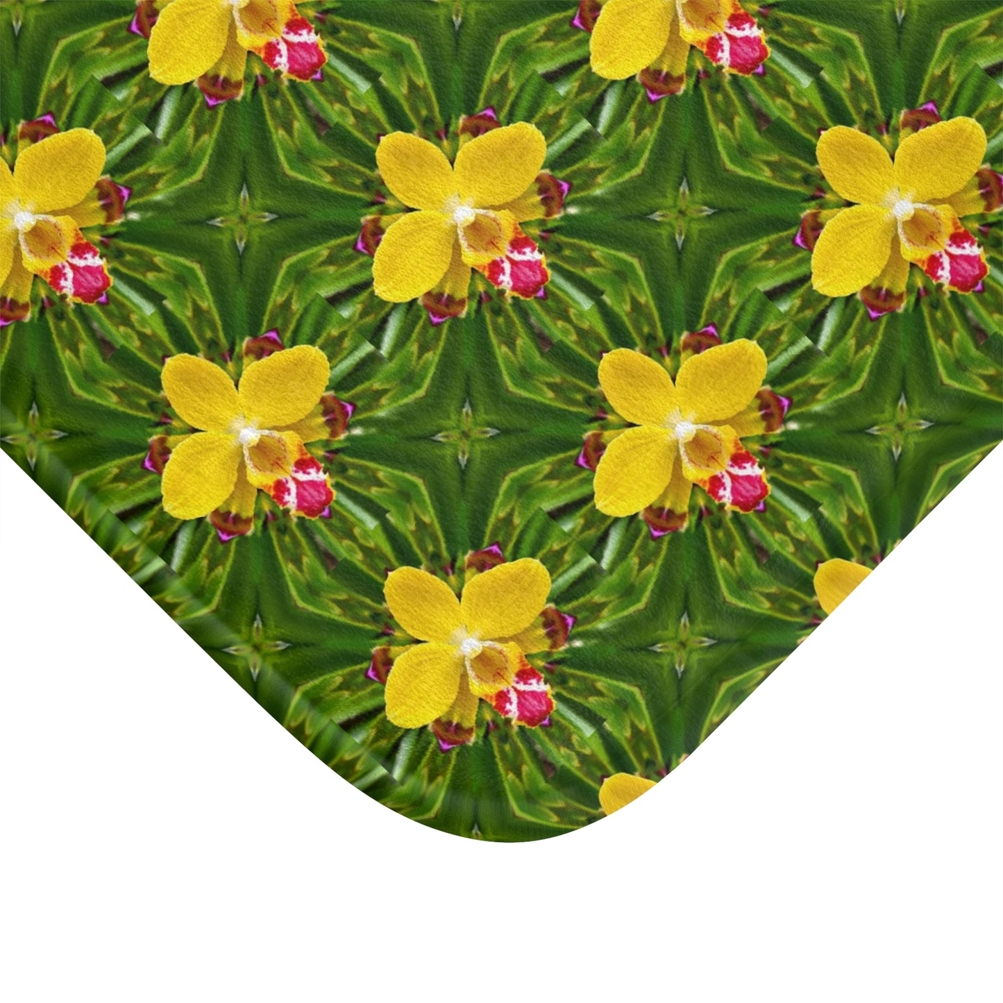 Bath Mat - Yellow Orchid Kaleidoscope