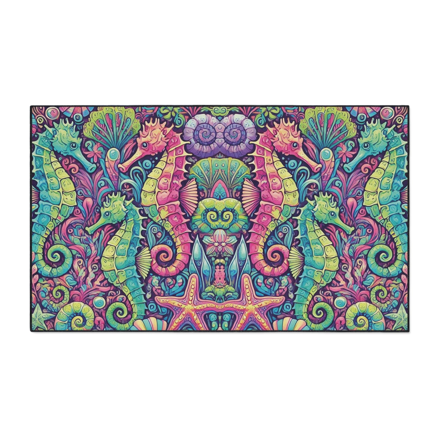 Heavy Duty Floor Mat, 5 Sizes – Tropical Area Rug for Home Décor / Seahorses
