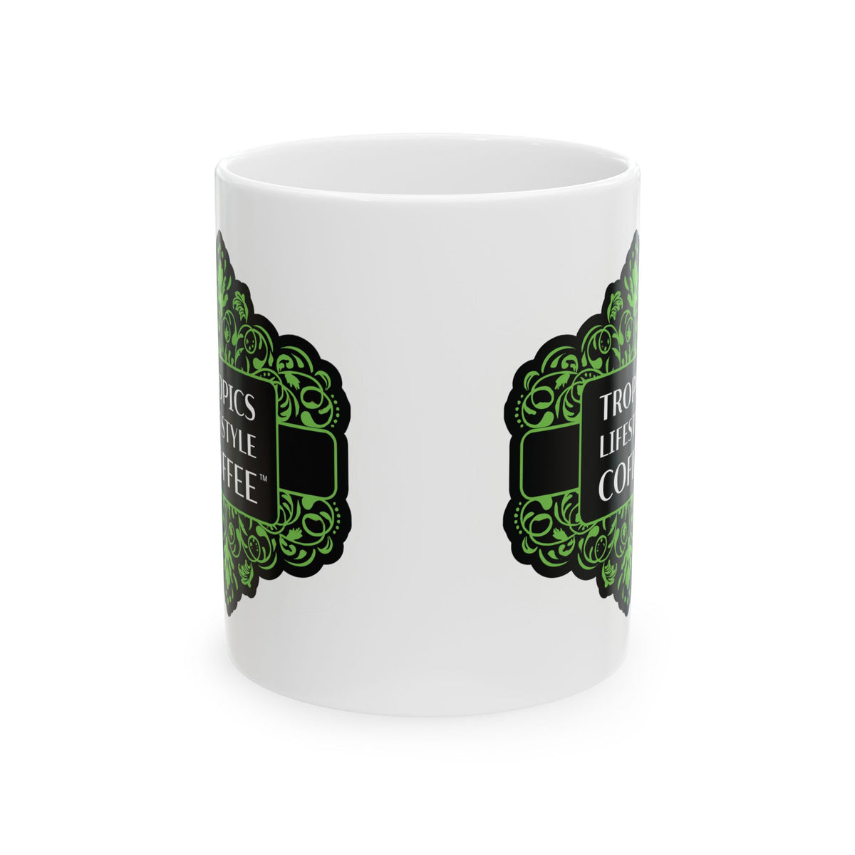 Ceramic White Mug - 11oz & 15oz, / Tropics Lifestyle Coffee, 2 Sides