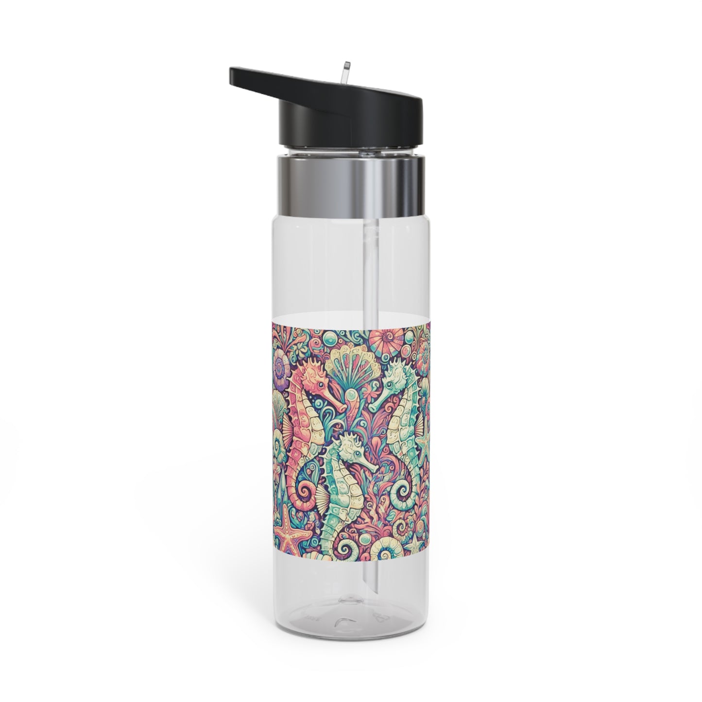 Tropical 20oz Tritan Sport Water Bottle -  Leakproof, Lightweight, BPA-Free / Seahorse Trio, Retro