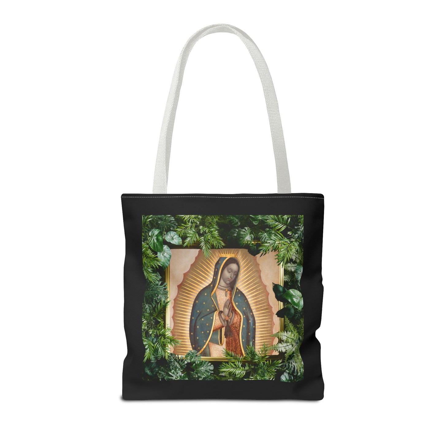 Religious Our Lady of Guadalupe Tropical Tote Bag/Black - 3 Sizes