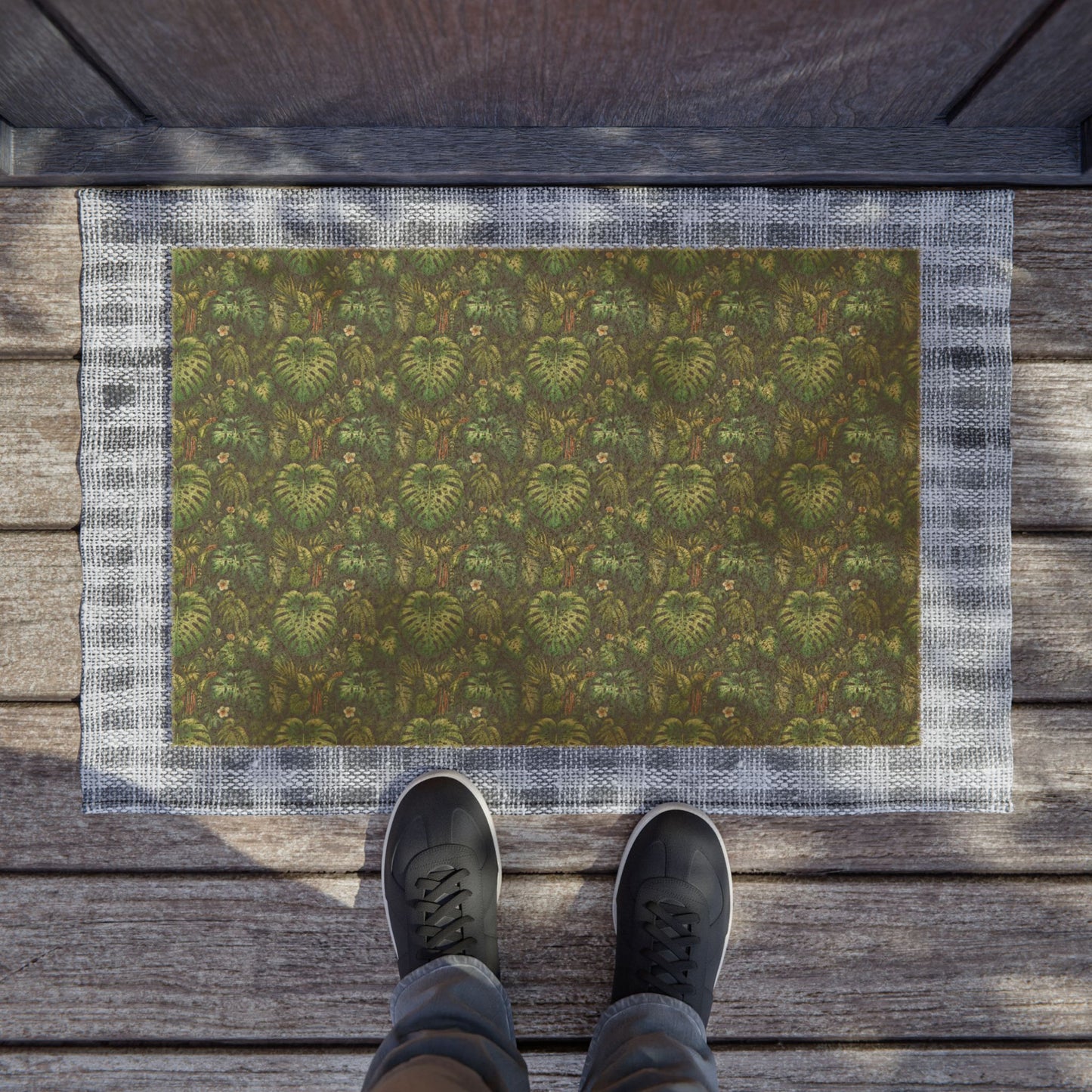 Door Mat - Vibrant Coconut Fiber Entrance Mat / Rainforest Greenery