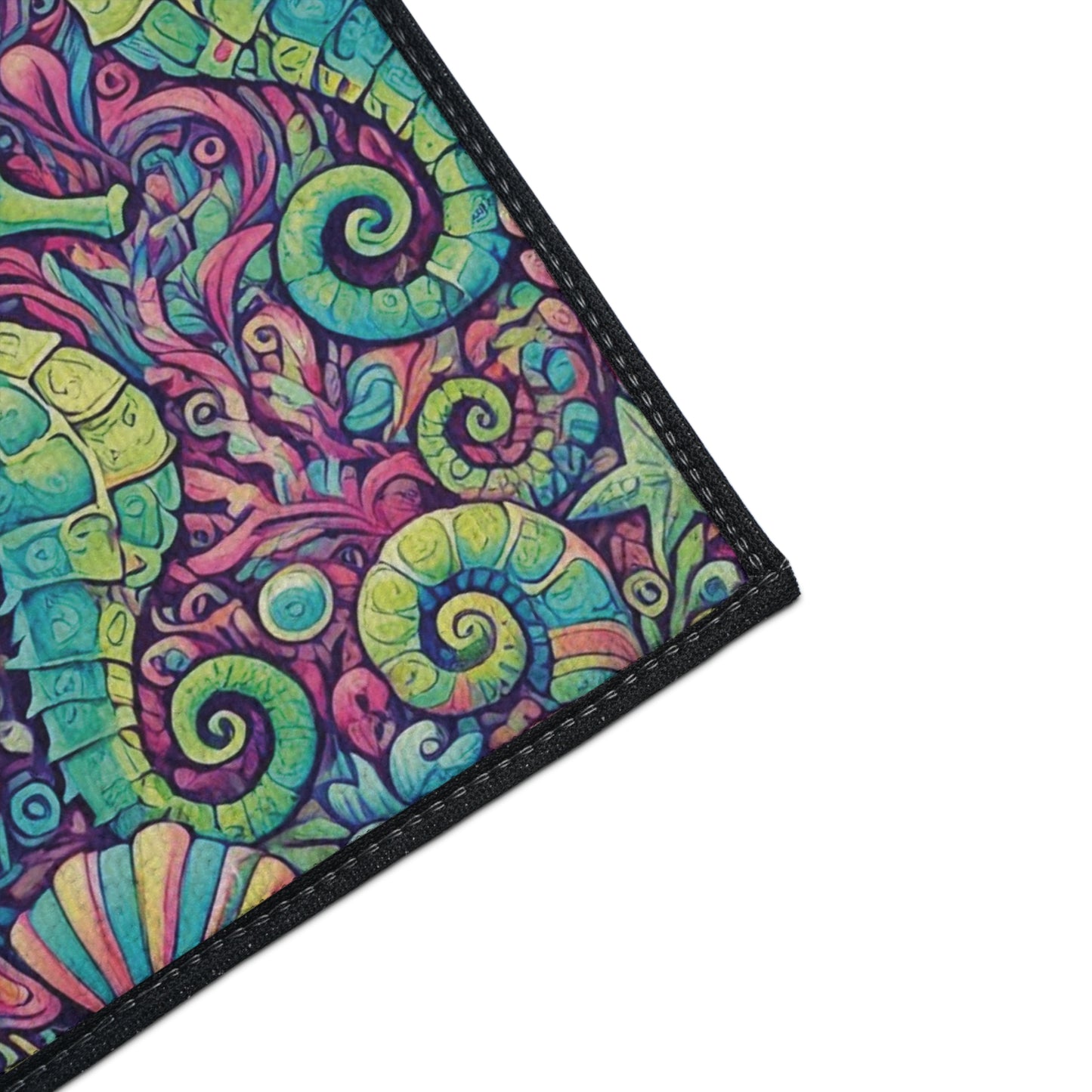 Heavy Duty Floor Mat, 5 Sizes – Tropical Area Rug for Home Décor / Seahorses