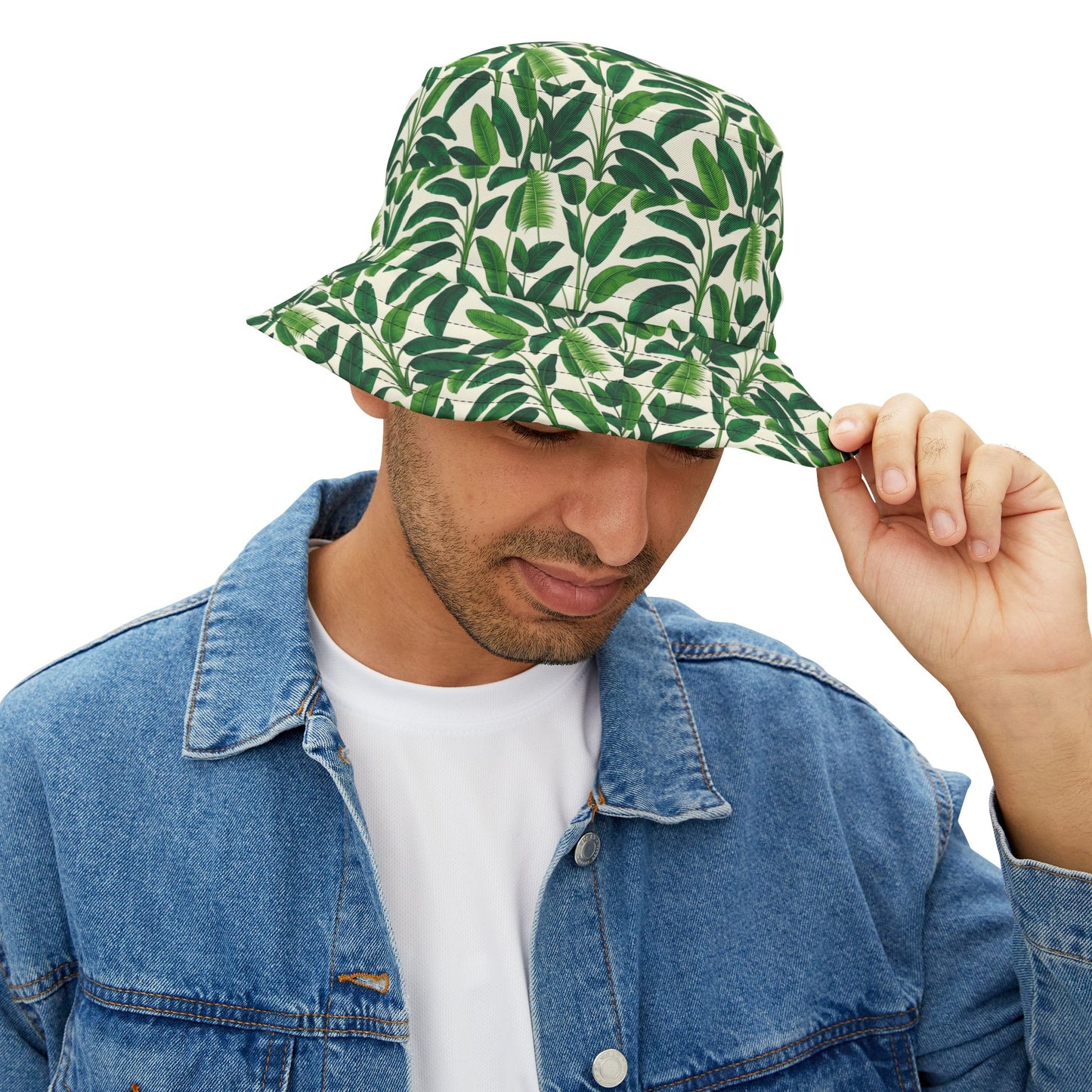 Tropical Polyester Bucket Hat, 2 Sizes - Tropical Leaves