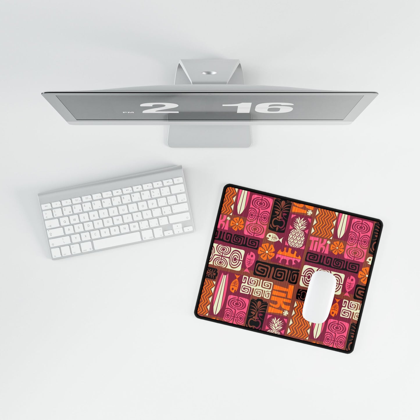 Desk Mats, Tiki Poster Pink/Orange