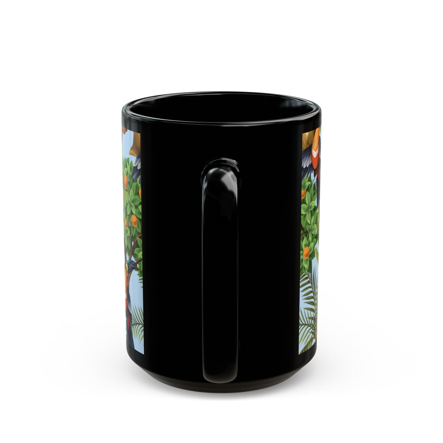 Black Coffee Mug, Tiger Haven Toile, Blue