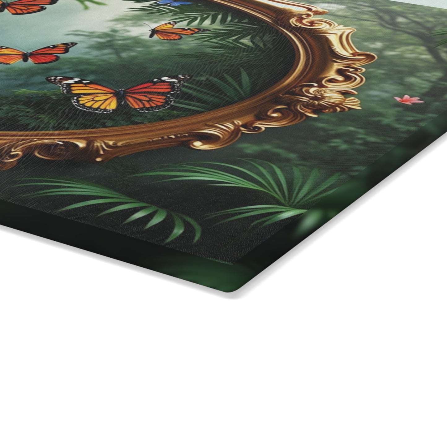 Glass Cutting Board, 2 sizes - Framed Monarch Gathering