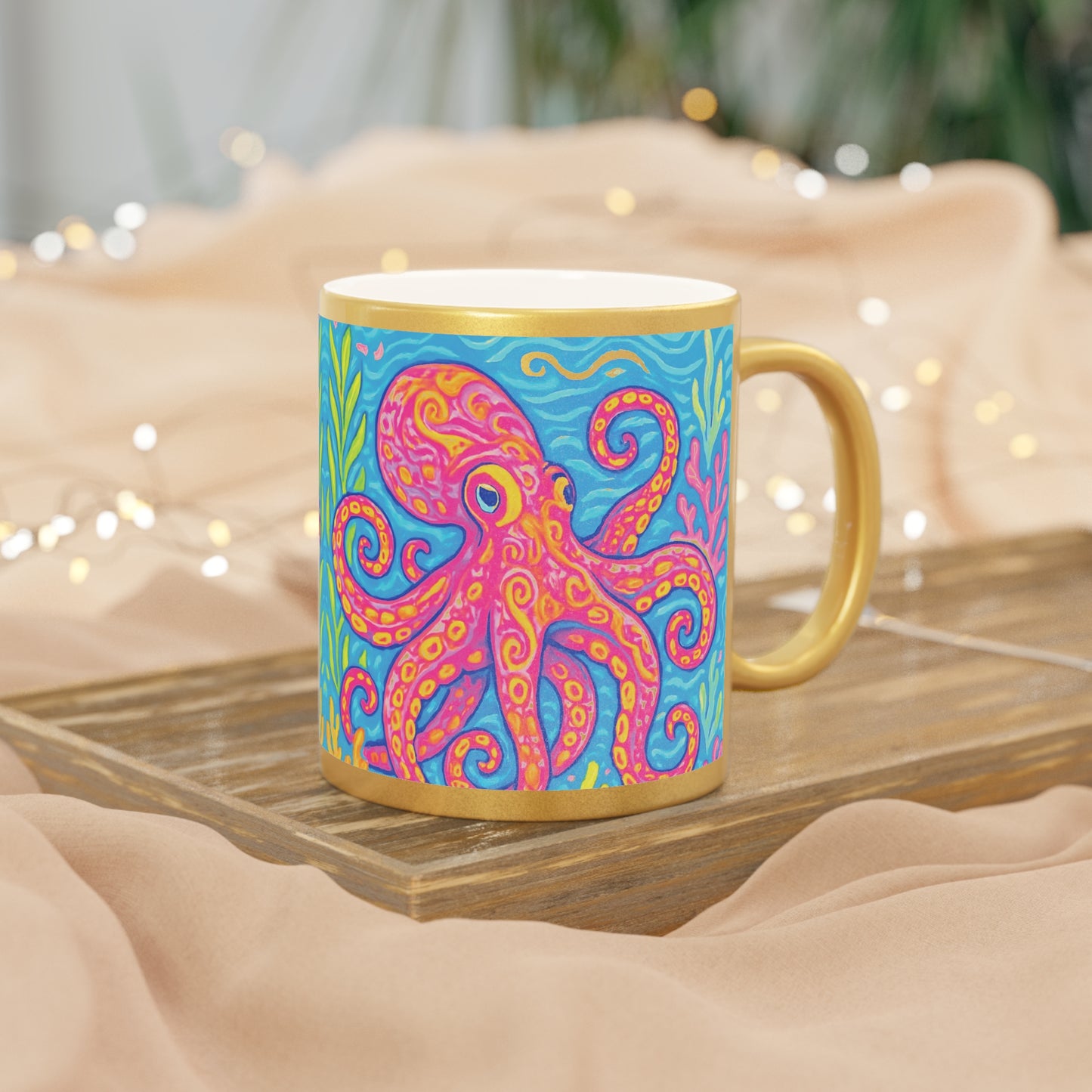 Tropical Metallic Mug, Gold or Silver - Kraken Joe