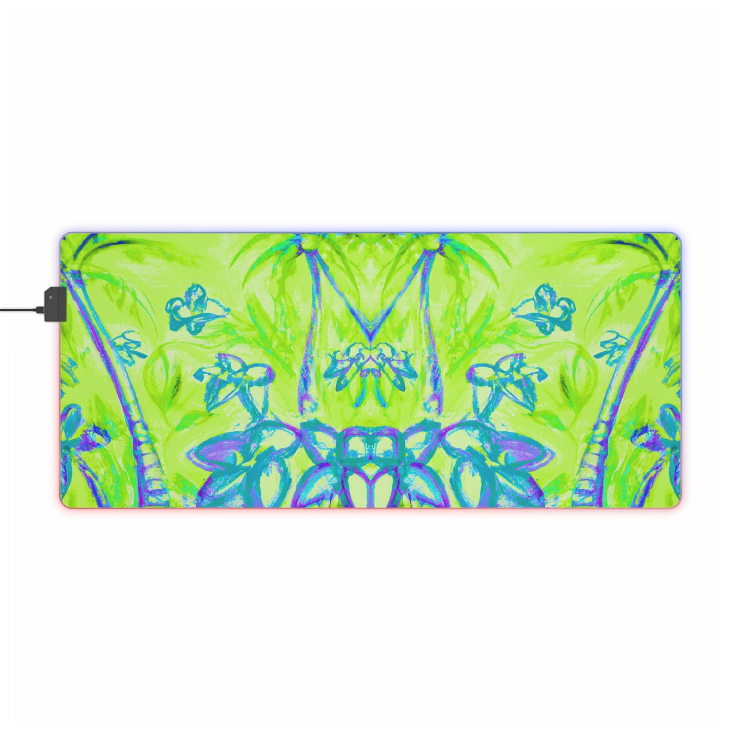LED Gaming Mouse Pad With Vibrant RGB Lighting, 4 Sizes / Tropical Doodles, Lime