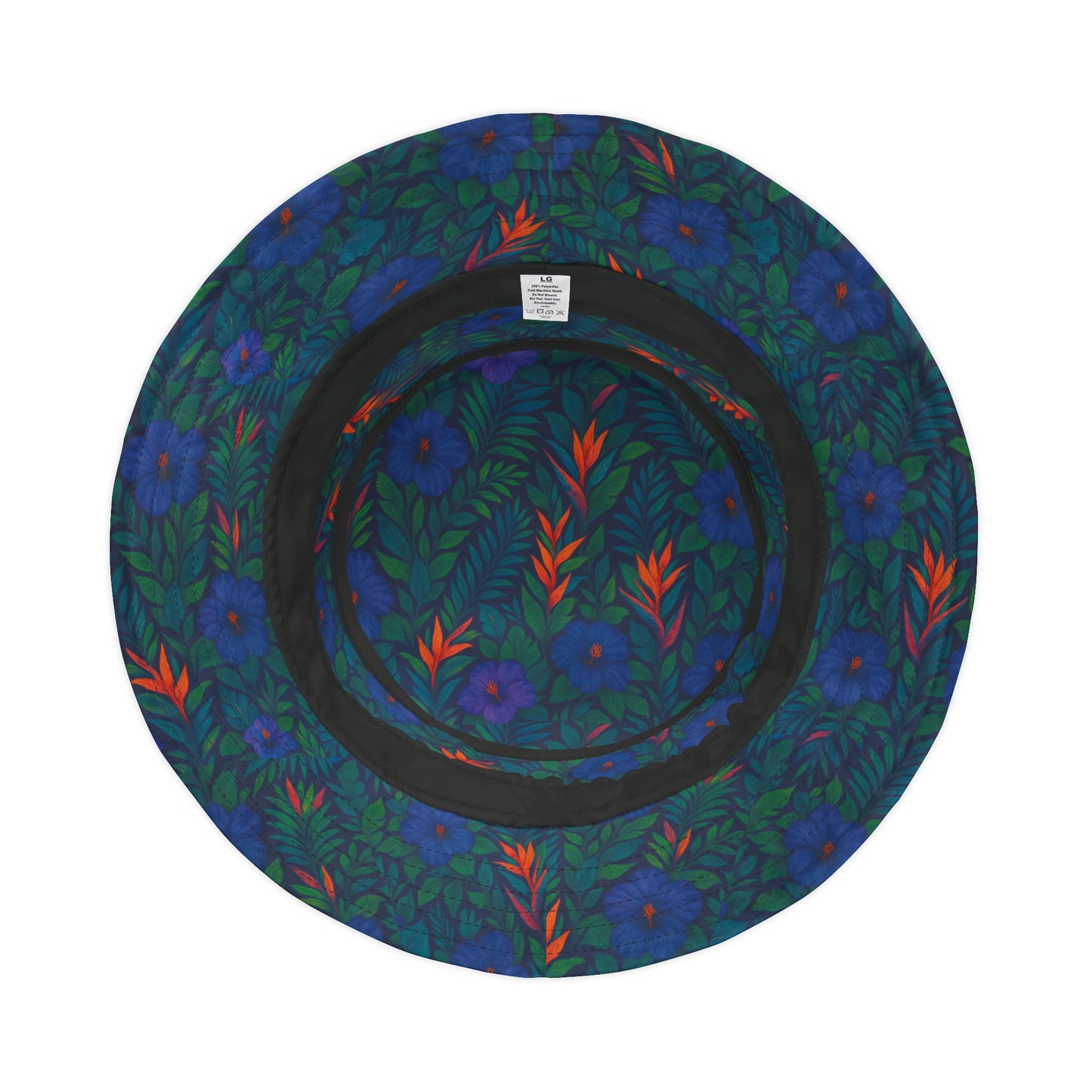 Tropical Polyester Bucket Hat, 2 Sizes - Midnight Flower Navy