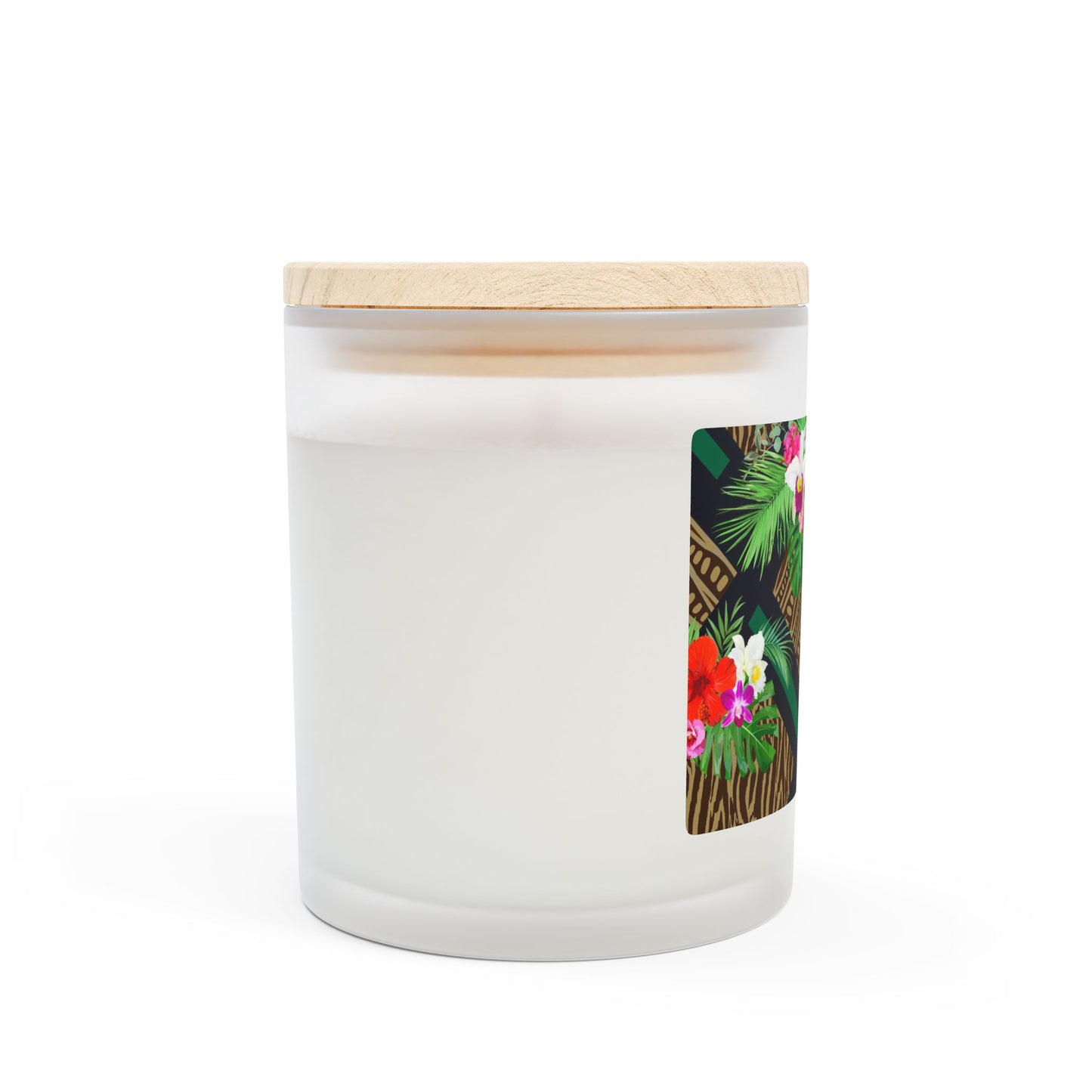 Frosted Glass Candle, 11oz, Tiki Orchds