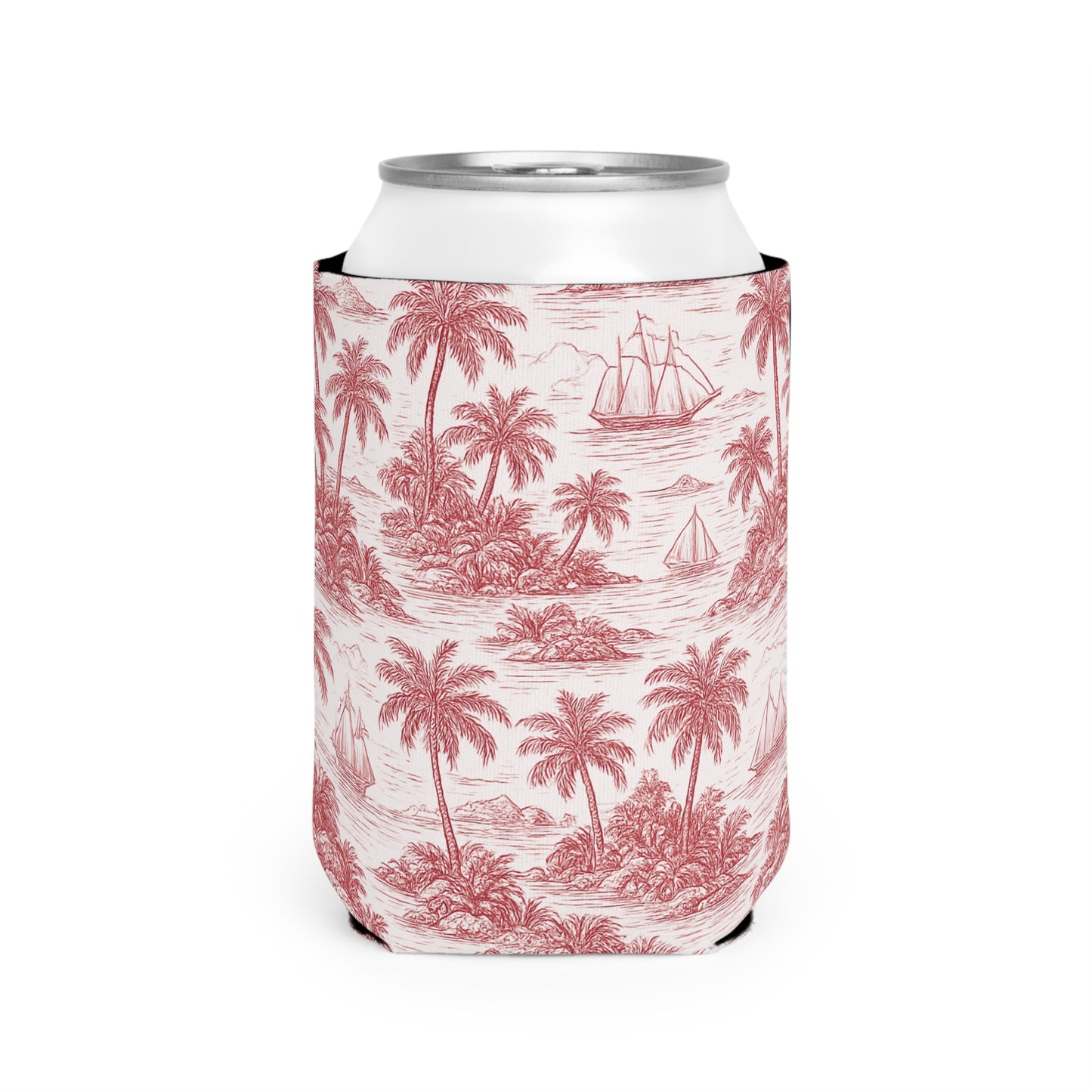 Faraway Toile/Red Can Cooler Sleeve - Perfect for Outdoor Picnics