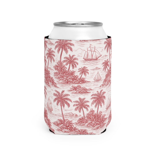 Faraway Toile/Red Can Cooler Sleeve - Perfect for Outdoor Picnics