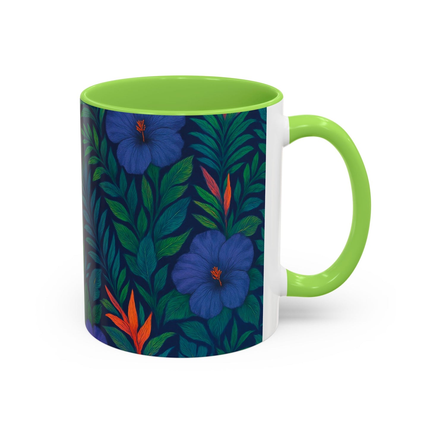 Vibrant Floral Coffee Mug - 11oz & 15oz / Midnight Flower Coral