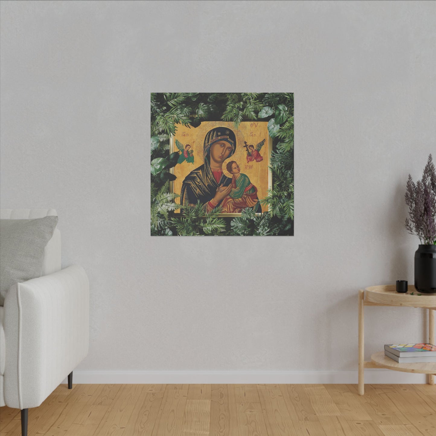 "Tropical Our Lady of Perpetual Help" Canvas Artwork - Stretched Canvas Print / Virgin Mary