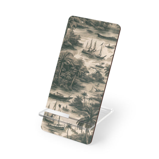 Mobile Display Stand for Smartphones, Tropical Toile #1 Black