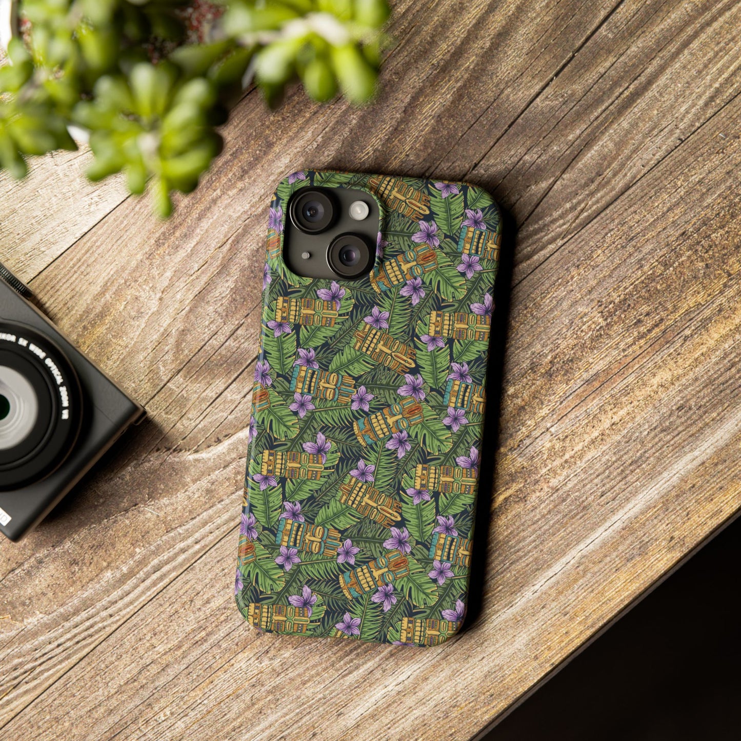 Slim Phone Cases - Tiki Purple Greenery