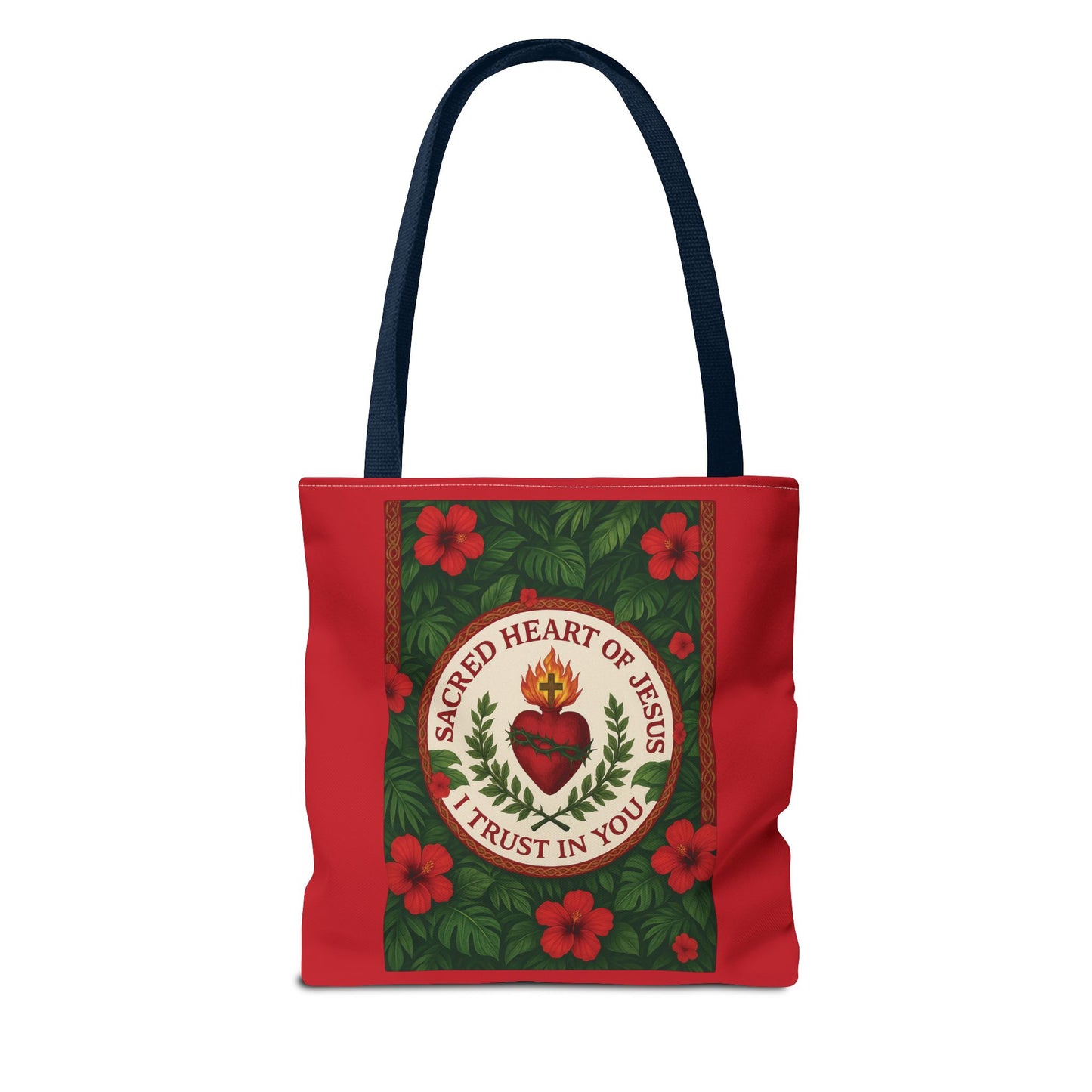 Religious Tote Bag - 3 Sizes / Sacred Heart of Jesus Prayer, Red