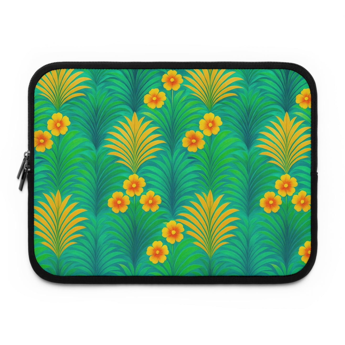 Tropical Laptop Sleeve, 5 Sizes - Perfect for Beach Lovers & Students / Sunrise Palms, Green