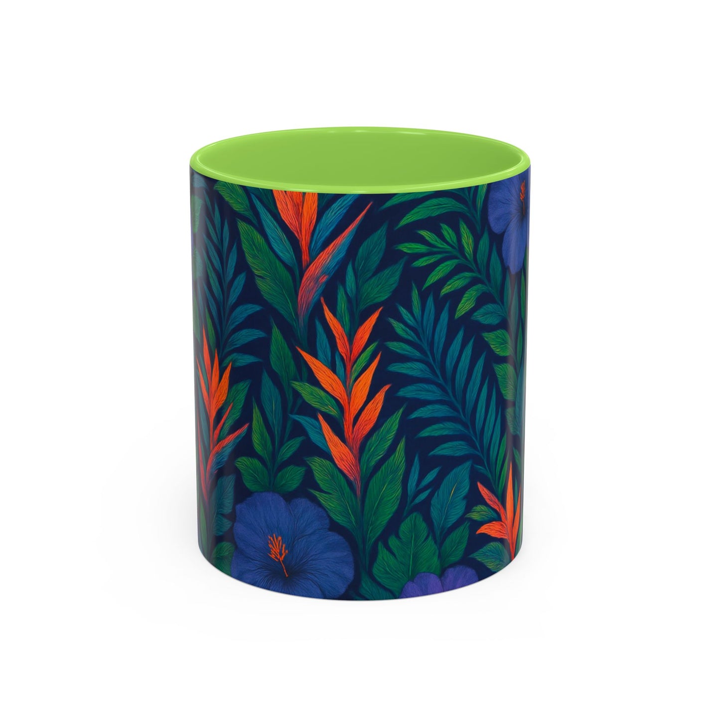Vibrant Floral Coffee Mug - 11oz & 15oz / Midnight Flower Coral