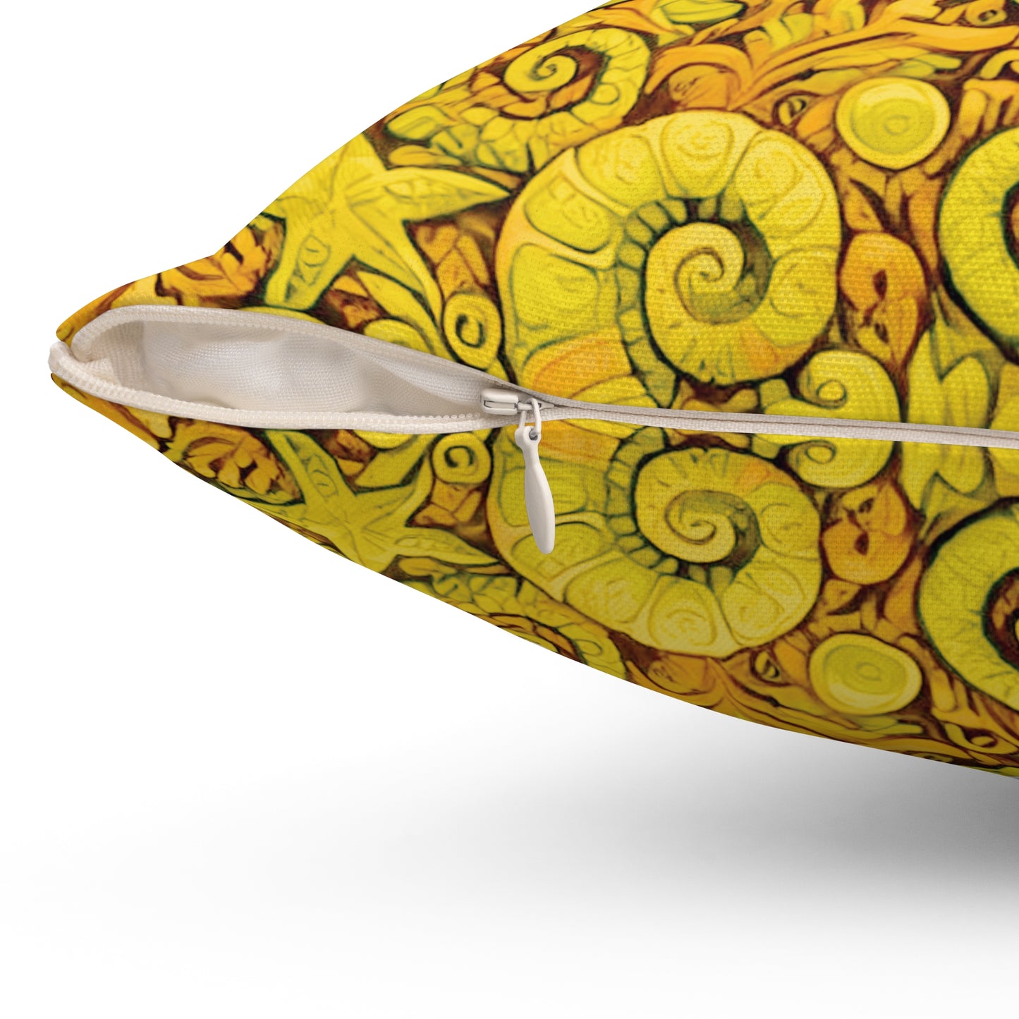 Decorative Pillow - Accent Cushion, 4 Sizes / Seahorse Trio, Yellow