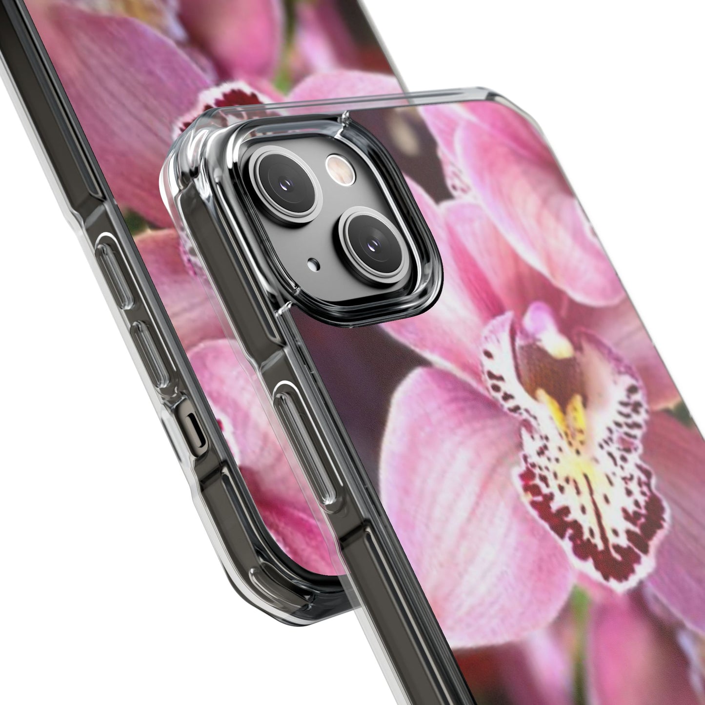 Pink Orchid/Photo Magnetic Clear Phone Case, Many Models