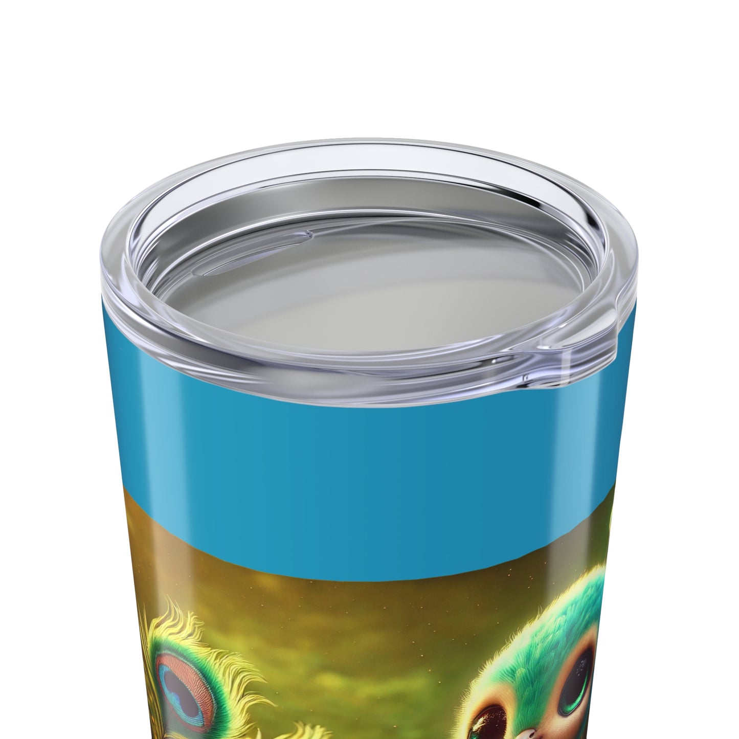 20oz Tropical Glossy Tumbler, Stainless Steel / Baby Peacock, Turquoise