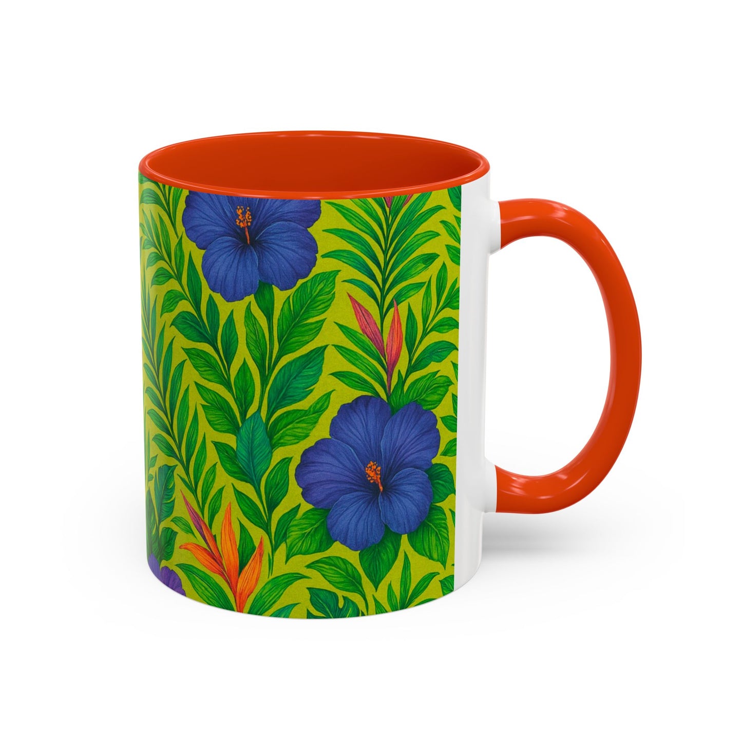 Vibrant Floral Coffee Mug - 11oz & 15oz / Midnight Flower Lime