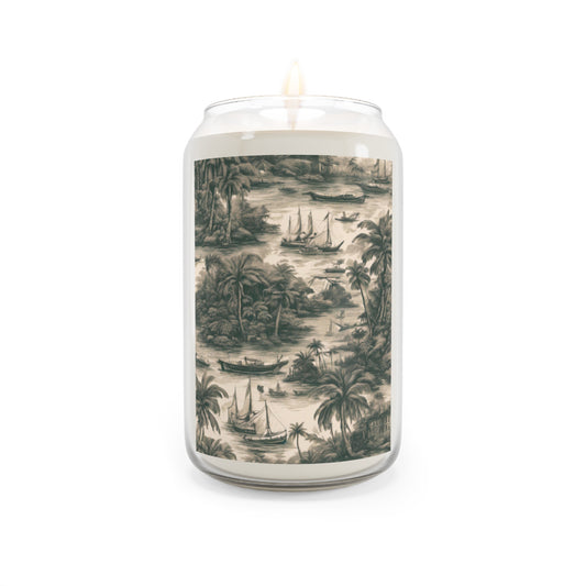 Scented Candle, 13.75oz - Tropical Toile, Black