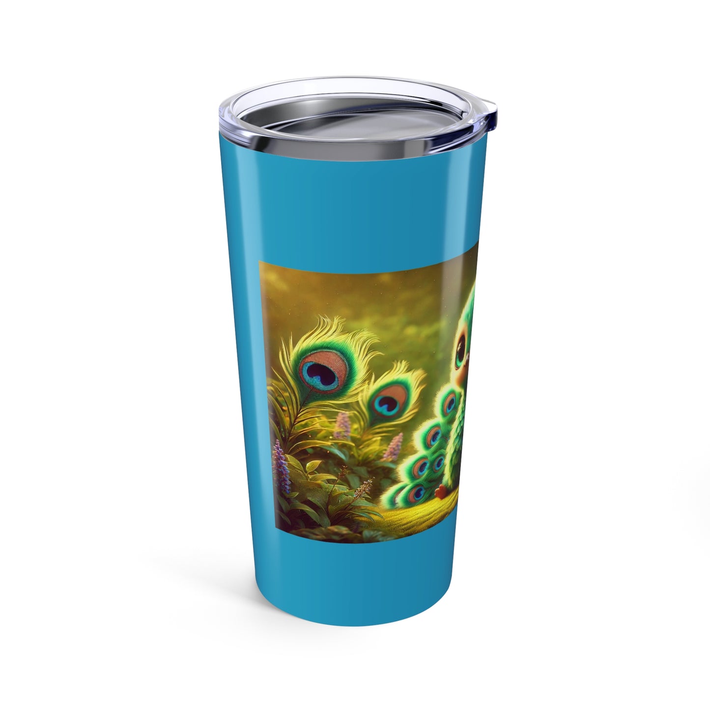 20oz Tropical Glossy Tumbler, Stainless Steel / Baby Peacock, Turquoise
