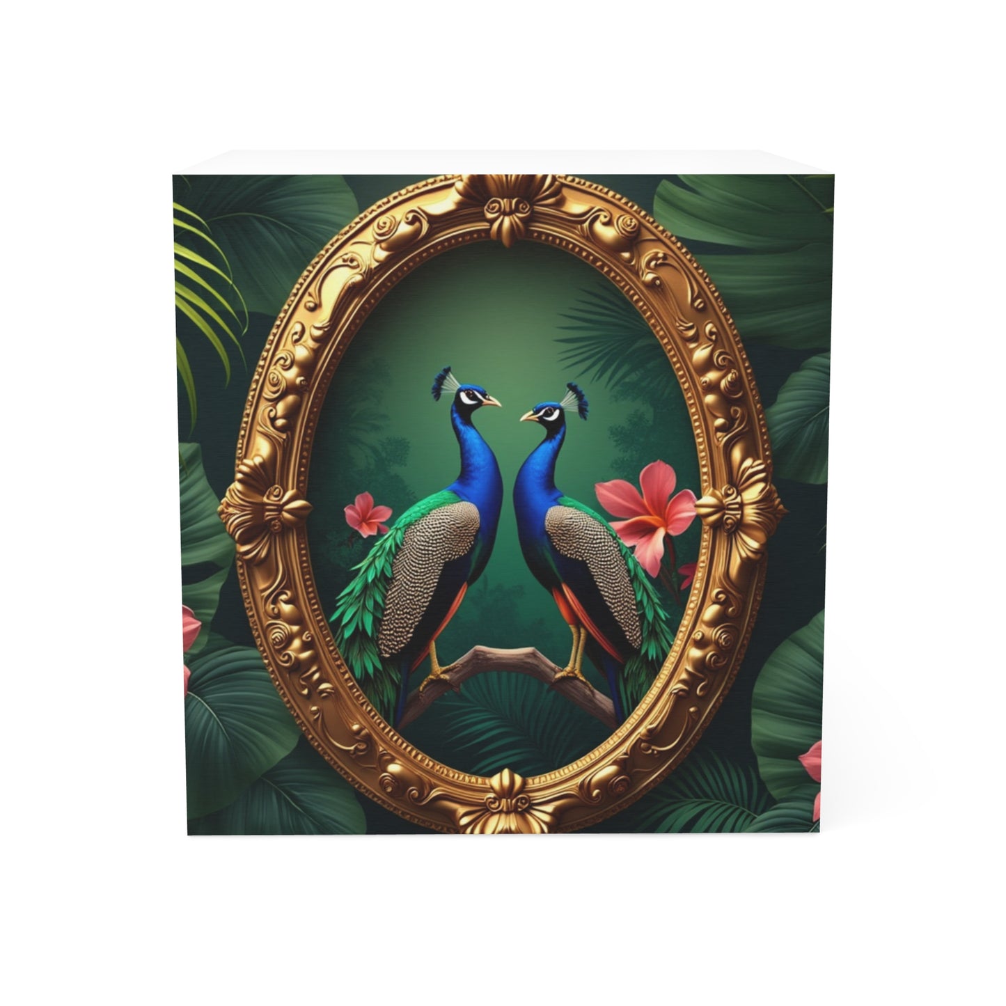 Note Cube - Framed Peacocks