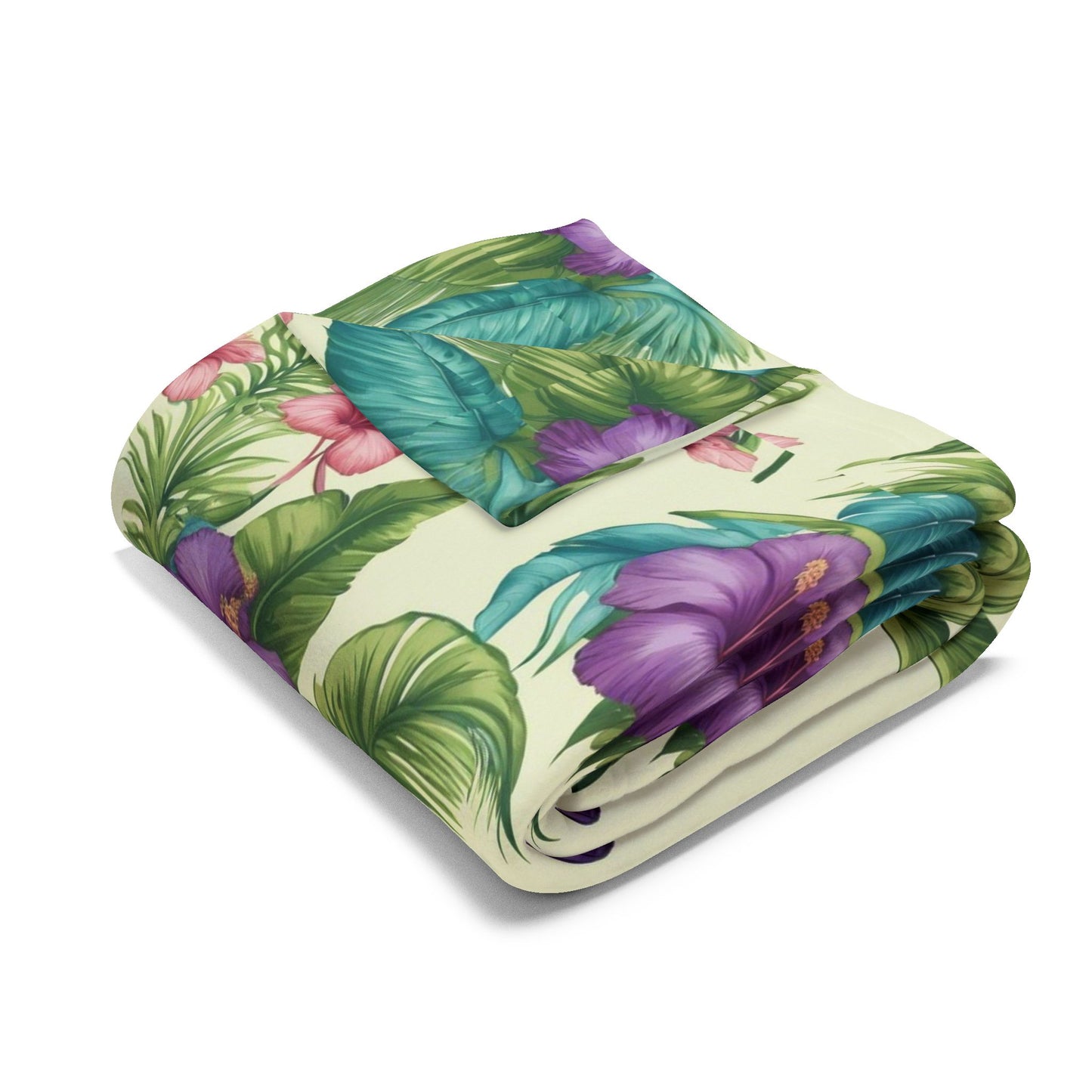 Mary's Garden Toile Fleece Blanket - Colorful Tropical Design