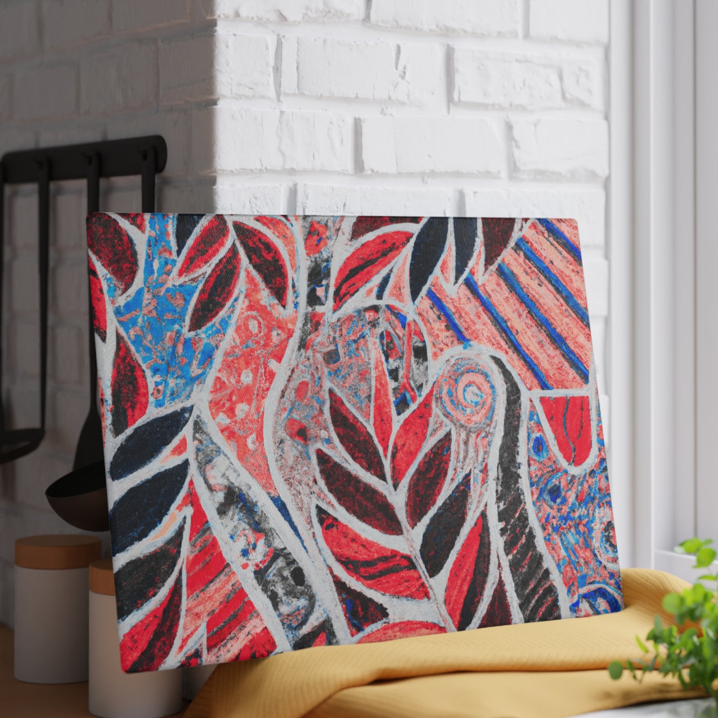 Glass Cutting Board, 2 sizes - Amazon Whimsy, Red