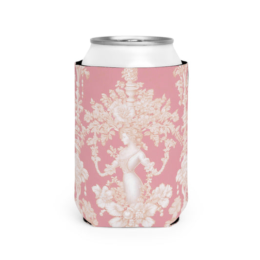 Pearl Lady Toile/Hibiscus Pink Can Cooler Sleeve - Perfect for Outdoor Picnics