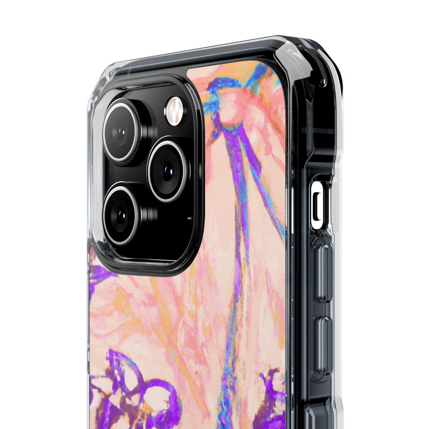 Tropical Doodles/Peach Magnetic Clear Phone Case, Many Models